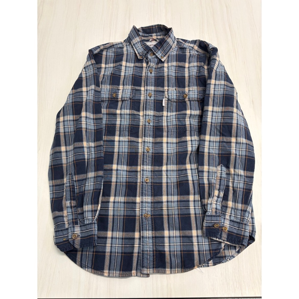 Carhartt Plaid Button Up Shirt Men's M Regular Blue Long Sleeve 100% Cotton